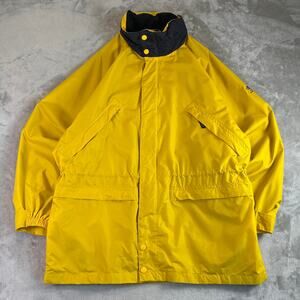 Vtg Gant USA 12 Meter Sailing Jacket Mens XL Yellow Waterproof Stowable hood